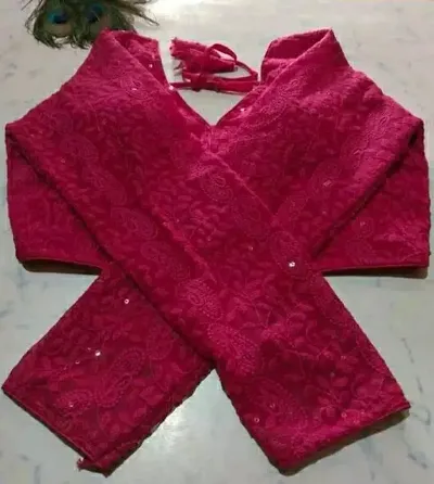 Trendy Cambric Cotton Chikankari Full Sleeve Blouse