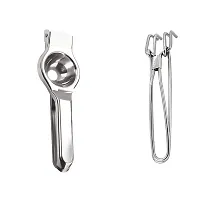 Classic Stainless Steel Lemon Squeezer With Stainless Steel Wire Pakkad Tong 2 Pieces-thumb2