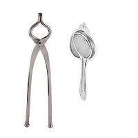 Stainless Steel Pincer With Tea Strainer Pack Of 2-thumb1