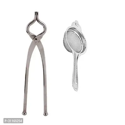 Stainless Steel Pincer With Tea Strainer Pack Of 2-thumb2