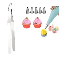 Stainless Steel Chimta for Roti Chapati Chimta Tong for Chapati Tong And 6 Pcs Stainless Steel Reusable Washable Cake Nozzle Silicone Icing Piping Cream Pastry Making Bag 2 Pcs-thumb2