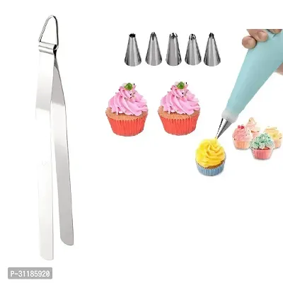 Stainless Steel Chimta for Roti Chapati Chimta Tong for Chapati Tong And 6 Pcs Stainless Steel Reusable Washable Cake Nozzle Silicone Icing Piping Cream Pastry Making Bag 2 Pcs-thumb3