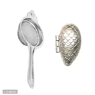 Stainless Steel Tea Strainer And Aluminium Momos Mould Sancha Maker (Silver)-thumb4