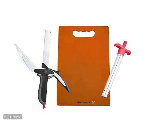 Chopping Board Cutting Board With Gas Lighter And Clever Cutter Combo Of 3-thumb0