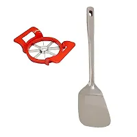 Useful Stainless Steel Apple Cutter And SS Cooking Spoons Strainer Palta With Long Handle-2 Pieces-thumb2