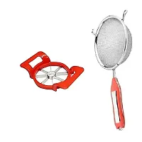 Classic Plastic Apple Cutter Cutter And Stainless Steel Soup Strainer Premium Quality 2 Pieces-thumb2