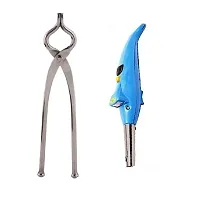 Classic Stainless Steel Sansi Pakkad Pinser And Plastic Dolphine Gas Lighter With Torch 2 Pieces-thumb2