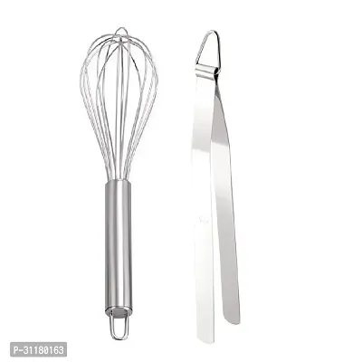 Stainless Steel Egg Beater With Stainless Steel Roti Tong Chimta Pack Of 2-thumb4