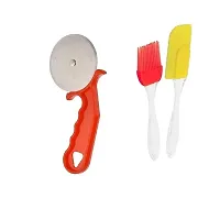 Plastic Red Pizza Cutter With Silicone Mini Spatula And Brush Set-thumb2