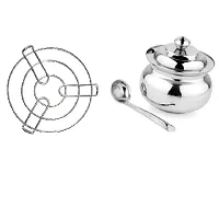 Stainless Steel Kitchen Cooking Pot Steaming Tray Round Cooker Steamer Stand And Stainless Steel Ghee Pot Jar With Spoon Pack Of 2-thumb3