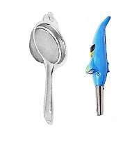 Classic Stainless Steel Tea Strainer And Plastic Dolphine Gas Lighter With Torch 2 Pieces-thumb2