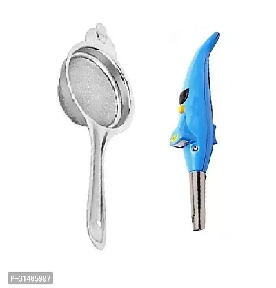 Classic Stainless Steel Tea Strainer And Plastic Dolphine Gas Lighter With Torch 2 Pieces-thumb3