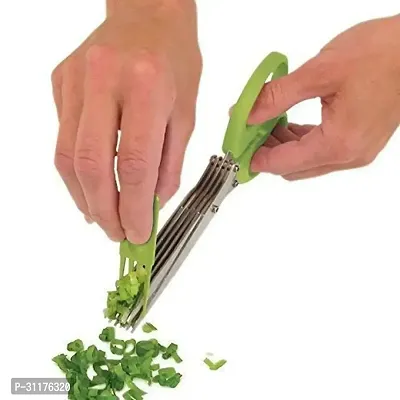 Useful Multi-Functional Stainless Steel 5 Blade Vegetable Scissor Herbs Cutter Vegetable Slicer-thumb3