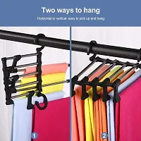 5 In 1 Foldable Hangers For Clothes, Multi-Layer Multi Purpose Pant Hangers For Wardrobe, Magic Foldable Hanger Space Saving 5 In 1 Rack Stainless Cloth Hanger (1) - Stainless Steel-thumb1