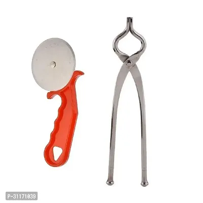 Plastic Red Pizza Cutter With Stainless Steel Sansi Pakkad Pinser 2 Pcs-thumb0