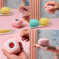 Silicone Soft Body Scrubber Loofah, Shampoo Soap Dispenser Side Bathing Brush-thumb1