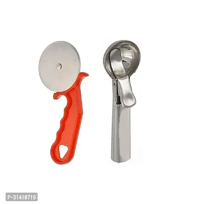 Plastic Red Pizza Cutter And Stainless Steel Ice Cream Scoop Set Of 2-thumb4