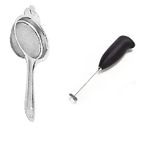 Classic Stainless Steel Tea Strainer And Electric Coffee Beater Foam Maker Milk Frother 2 Pieces-thumb1