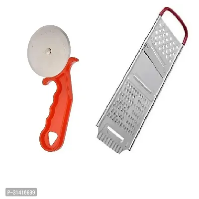 Plastic Red Pizza Cutter And Stainless Steel Multi Chippser Red Handle Set Of 2-thumb4