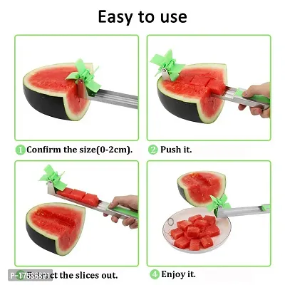 Stainless Steel Amazing Watermelon Fruit Dig Corer Cutter And Server Fruit Dividers Windmill Slicer Cutter Fruit Tongs Melon Peeler Cuber Fun Kitchen Gadgets For Home/Kitchen/Party-thumb2