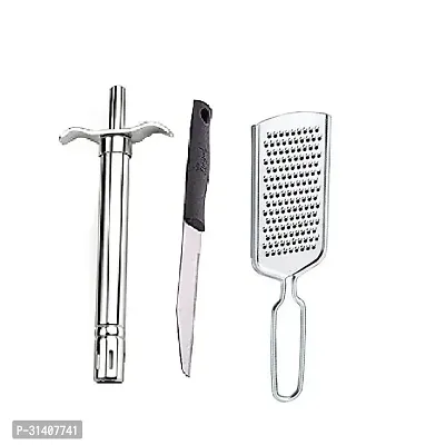 Stainless Steel Gas Lighter With Knife With Stainless Steel Cheese Grater Set Of 3-thumb4