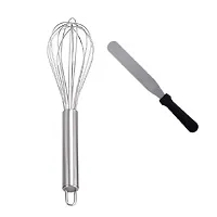 Stainless Steel Egg Beater And Stainless Steel Flat Pallet Knife Spatula For Spreading Smoothing Of Icing Bakeware Tool 2 Pcs-thumb3