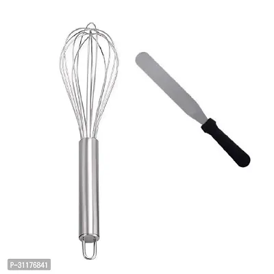 Stainless Steel Egg Beater And Stainless Steel Flat Pallet Knife Spatula For Spreading Smoothing Of Icing Bakeware Tool 2 Pcs-thumb4