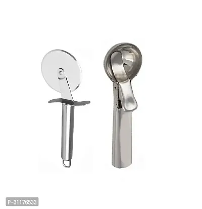 Stainless Steel Pizza Cutter And Stainless Steel Ice Cream Scoop 2 Pcs-thumb3