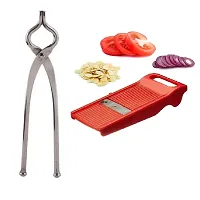 Classic Stainless Steel Sansi Pakkad Pinser And Plastic Easy Plus Slicer Red 2 Pieces-thumb3