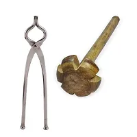 Stainless Steel Sansi Pakkad Pinser And Pure Wooden Hand Blender Mathani Rai - Brown 2 Pieces-thumb2