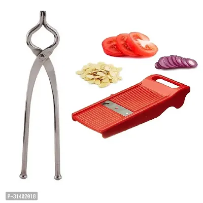 Classic Stainless Steel Sansi Pakkad Pinser And Plastic Easy Plus Slicer Red 2 Pieces-thumb4