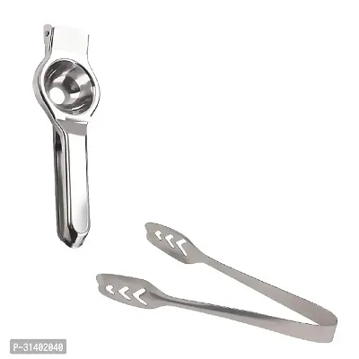 Classic Stainless Steel Lemon Squeezer With Stainless Steel Momo Tong 2 Pieces-thumb0