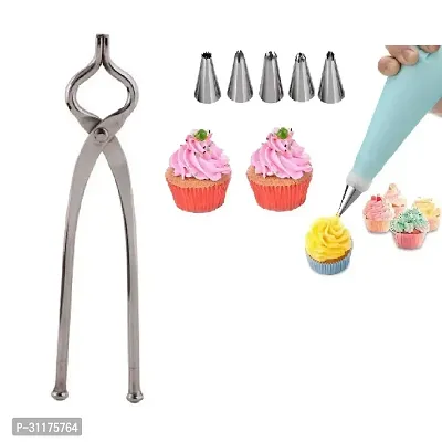 Stainless Steel Sansi Pakkad Pinser And 6 Pieces Stainless Steel Reusable Washable Cake Nozzle Silicone Icing Piping Cream Pastry Making Bag 2 Pieces-thumb0