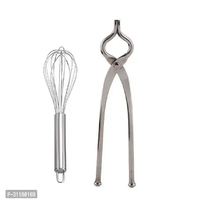 Stainless Steel Egg Beater With Stainless Steel Sansi Pakkad Pinser Pack Of 2-thumb2