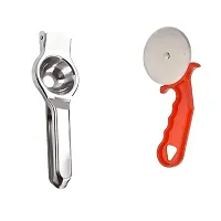 Classic Stainless Steel Lemon Squeezer With Plastic Handle Pizza Cutter 2 Pieces-thumb2