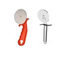 Plastic Red Pizza Cutter With Stainless Steel Pizza Cutter 2 Pcs-thumb1