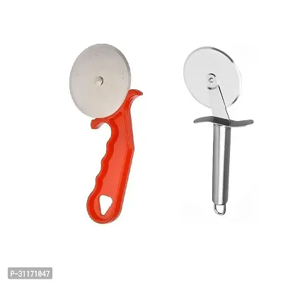 Plastic Red Pizza Cutter With Stainless Steel Pizza Cutter 2 Pcs-thumb2