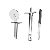 Stainless Steel Pizza Cutter Gas Lighter With knife Pack Of 3-thumb1