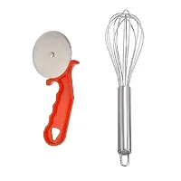 Plastic Red Pizza Cutter With Stainless Steel Egg Beater-thumb2