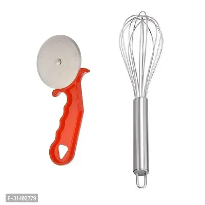 Plastic Red Pizza Cutter With Stainless Steel Egg Beater-thumb3