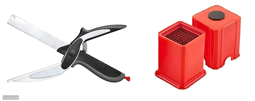 Classic Potato Chips Cutter Slicer French Fries Maker Red With Clever Cutter Pack Two-thumb0