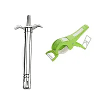 Stainless Steel Gas Lighter And Plastic 2 In 1 Multiperpose Bhindi Cutter 2 Pcs-thumb1