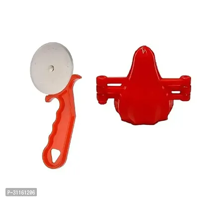 Plastic Red Pizza Cutter And Plastic Modak Mould Sancha Maker (Multicolour) 2 Pcs-thumb3