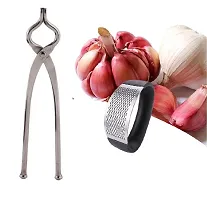 Classic Stainless Steel Sansi Pakkad Pinser And Garlic Ginger Crusher For Kitchen Presser For Kitchen 2 Pieces-thumb1