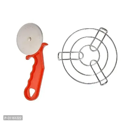 Plastic Red Pizza Cutter And Stainless Steel Kitchen Cooking Pot Steaming Tray Round Cooker Steamer Stand 3 Pcs-thumb0