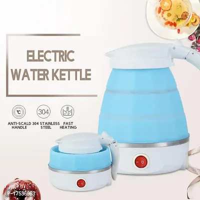 Travel Folding Electric Kettle, Fast Boiling, Beautiful Design Collapsible, Portable Electric Kettle, 600Ml Boil Dry Protection, 100-240V Food Grade Silicone Foldable Kettle