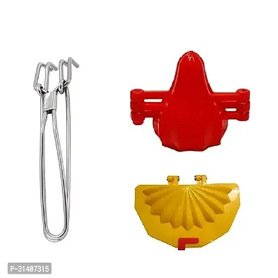 Stainless Steel Wire Tong Pakkad And Plastic Modak And Gujiya Mould Sancha Maker Pack Of 3-thumb0