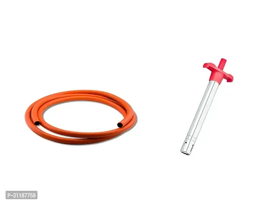 LPG Hose Flexible Gas Pipe -Steel Wire Reinforced 1.5 Meter With Gas Lighter -Pack Of 2-thumb0