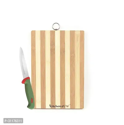 Useful Bamboo Cutting Chopping Board With Stainless Steel Vegetable Knife -Pack Of 2-thumb0