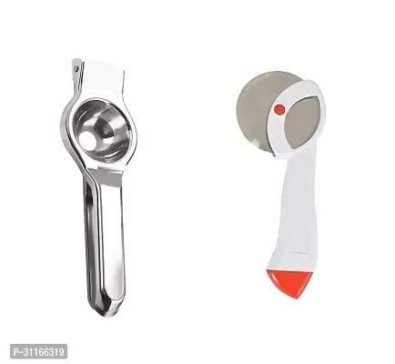 Useful Stainless Steel Lemon Squeezer And Apex Pizza Cutter- 2 Pieces-thumb0